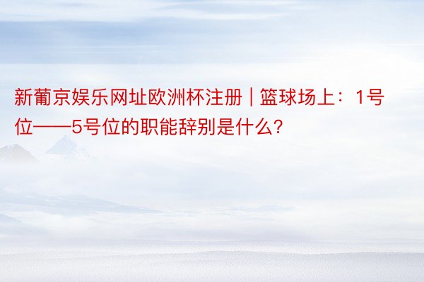 新葡京娱乐网址欧洲杯注册 | 篮球场上：1号位——5号位的职能辞别是什么？
